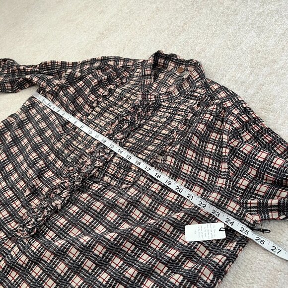 NWOT Free People One Cotton Long Sleeve Button Up Plaid Blouse Top S - Picture 6 of 11